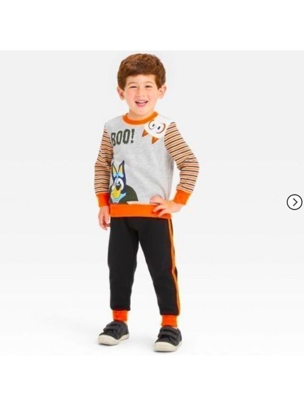 MOOSE Toddler Boys Bluey Bingo Halloween Fleece Sweatshirt and Bottom Set Grey 4
